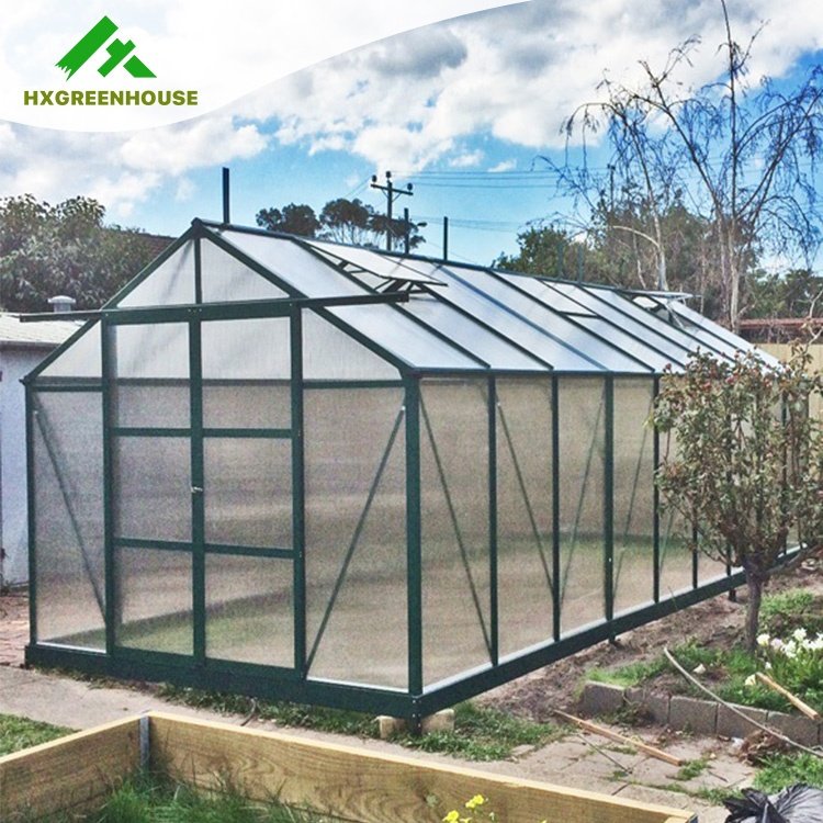 Manufacturer sale commercial aluminium alloy modern outdoor modular green house kit pc sheet small polycarbonate greenhouse