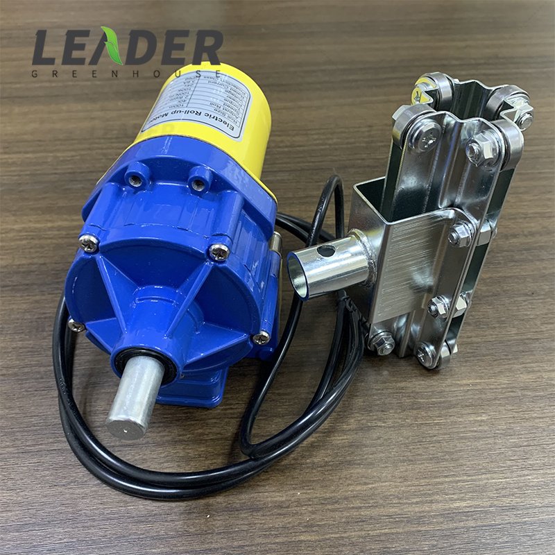 Agricultural tunnel greenhouse top side ventilation ac220v 100w dc24v 80w film electric roll up motor with creeper control box