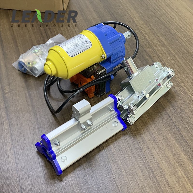 Agricultural tunnel greenhouse top side ventilation ac220v 100w dc24v 80w film electric roll up motor with creeper control box