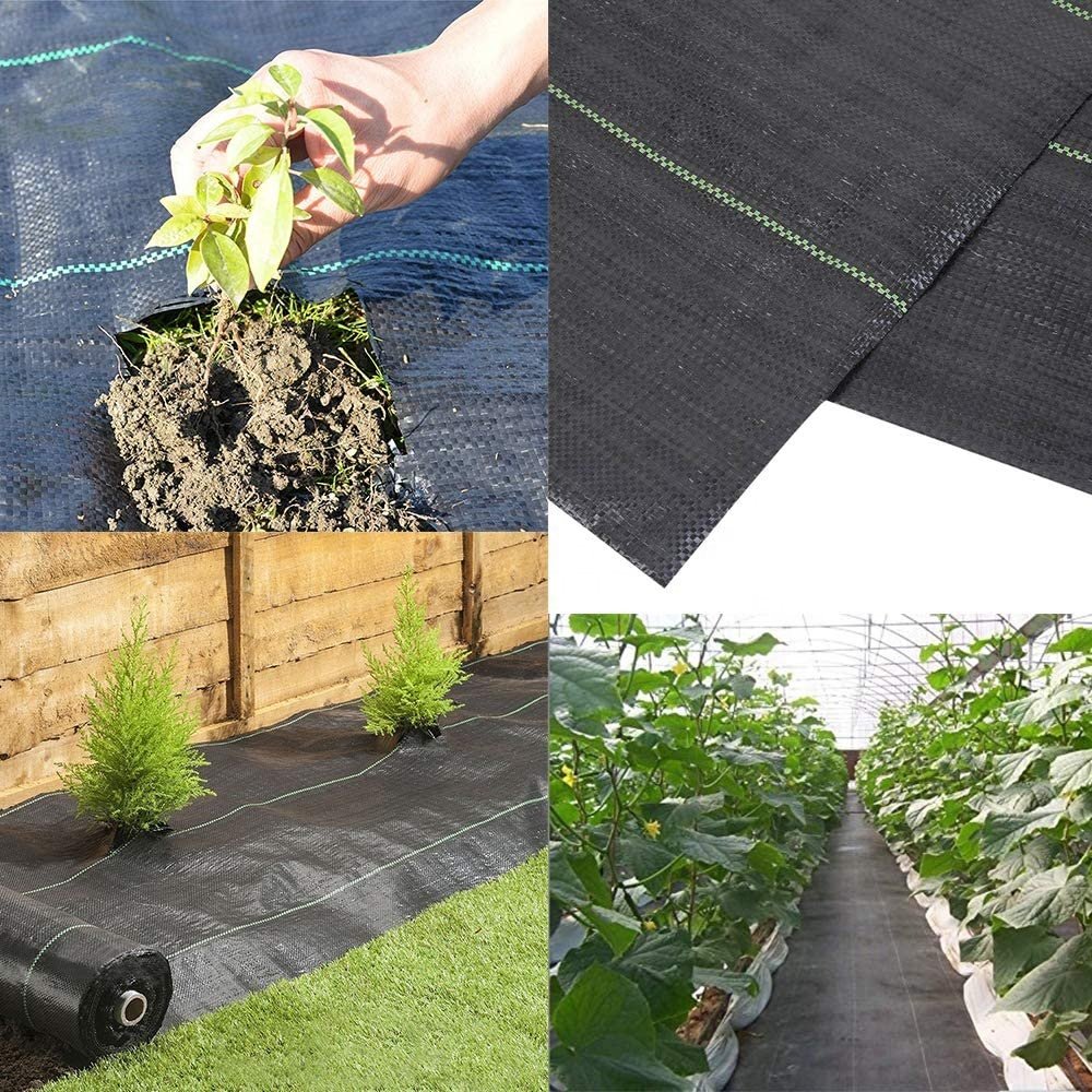 Agriculture Ground Cover Weed-Control Black Membrane 80gsm Polypropylene Woven Weedmat Rolls for Landscaping Outdoor Driveway