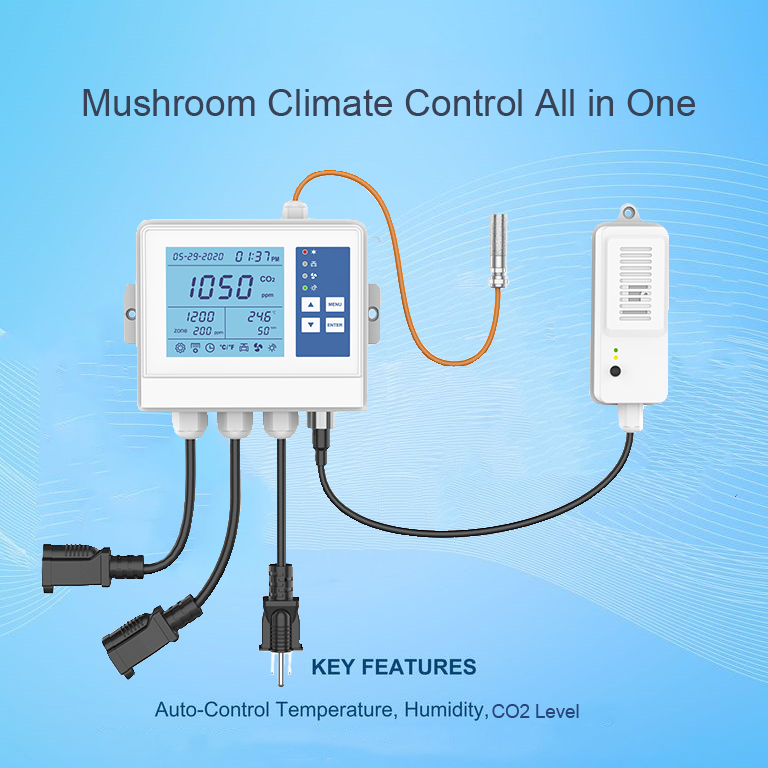 Day night plant grow tent room hydroponic greenhouse carbon dioxide monitor 2 channel photocell 10000ppm CO2 controller