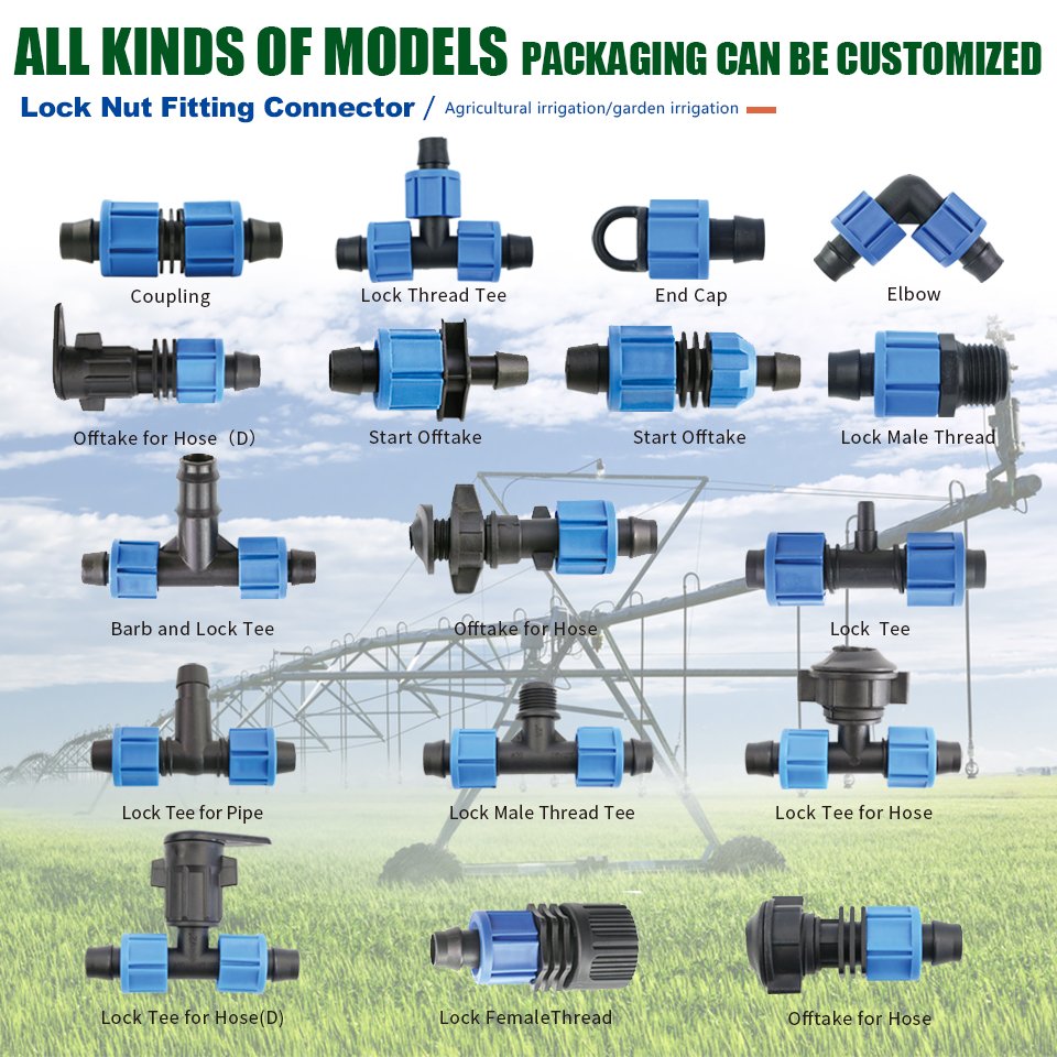 watering16 mm water pipe lock nut fitting connector for agricultural drip irrigation system