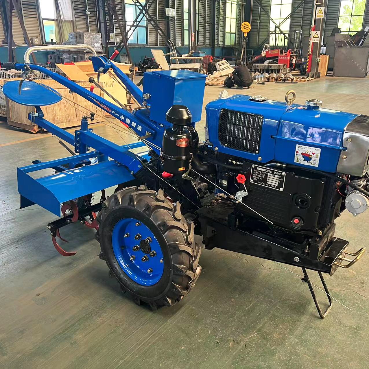 Walk-Behind Garden Tractor with 12HP Diesel Engine - Multi-Functional Farm Tiller for Agriculture & Land Preparation