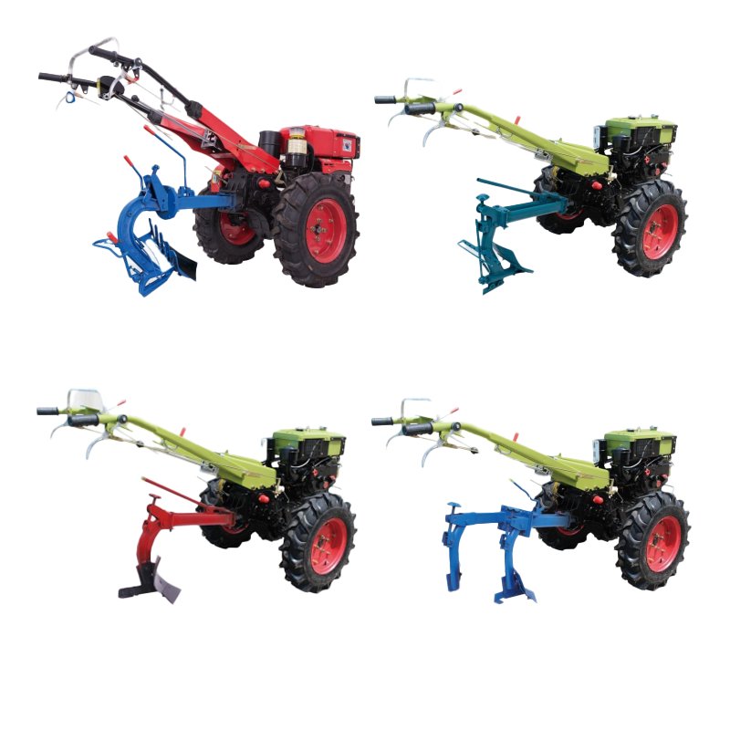 Walk-Behind Garden Tractor with 12HP Diesel Engine - Multi-Functional Farm Tiller for Agriculture & Land Preparation