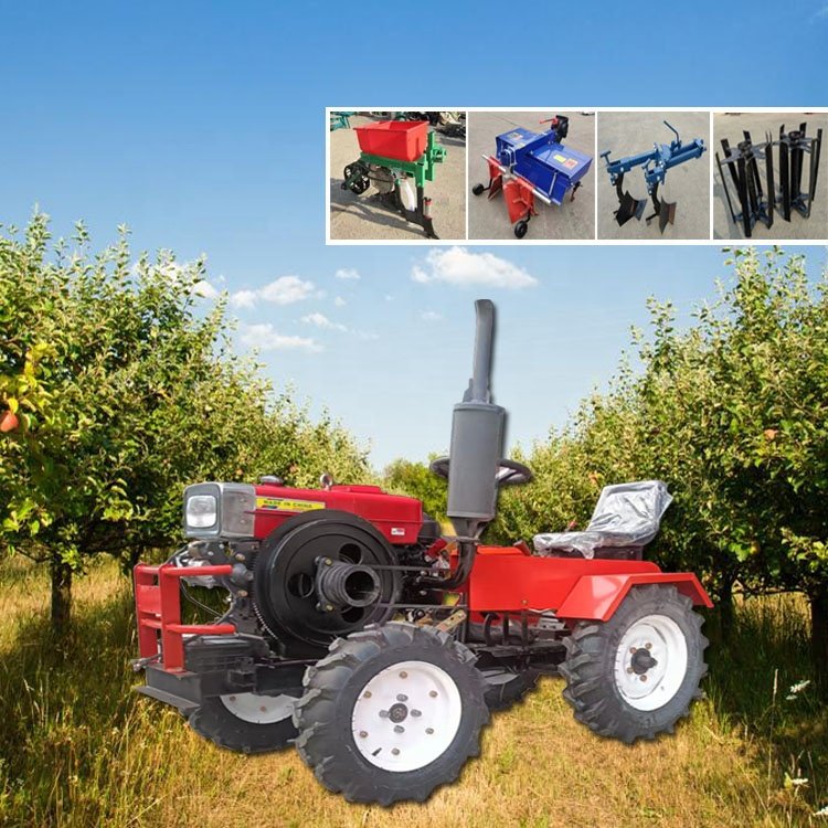 15Hp 4X4 2WD Electric Start Mini Small Single Cylinder Tractor Garden Management Machine Agricultural Rototiller Engine Motor
