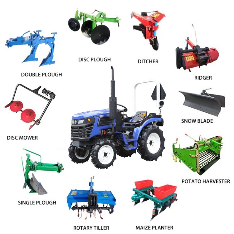 Cheap Cultivators Agricultural Equipment Farming Small Farm Tractor Kubota 4X4 With Agricultural Accessories