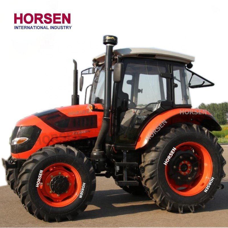 HORSEN Made High Quality 100hp 1004 Farm Wheel 4wd Ac Cab Tractor With 4 in 1 Front End Loader and Backhoe for Sale in China