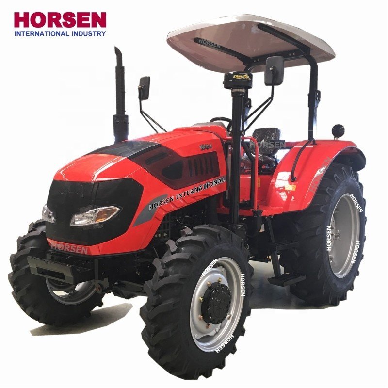HORSEN Made High Quality 100hp 1004 Farm Wheel 4wd Ac Cab Tractor With 4 in 1 Front End Loader and Backhoe for Sale in China