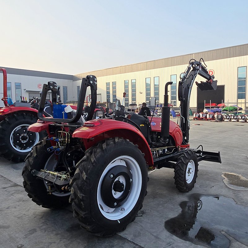 China Manufacturer Agriculture Tractors 4wd 4x4 40hp 50hp 60hp 70hp 80hp Cheap Farm Tractor With Digger Shovel