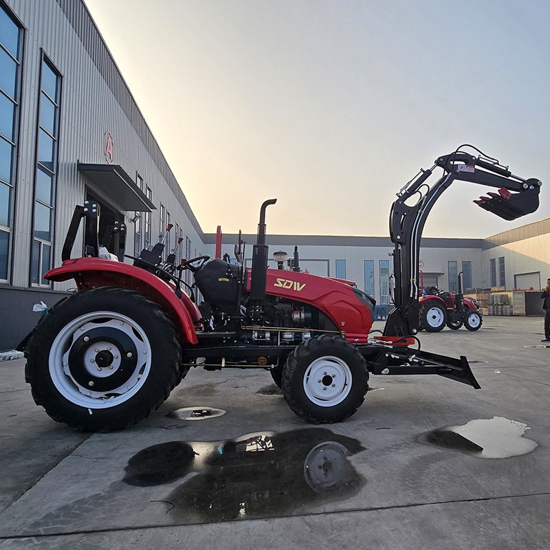 China Manufacturer Agriculture Tractors 4wd 4x4 40hp 50hp 60hp 70hp 80hp Cheap Farm Tractor With Digger Shovel
