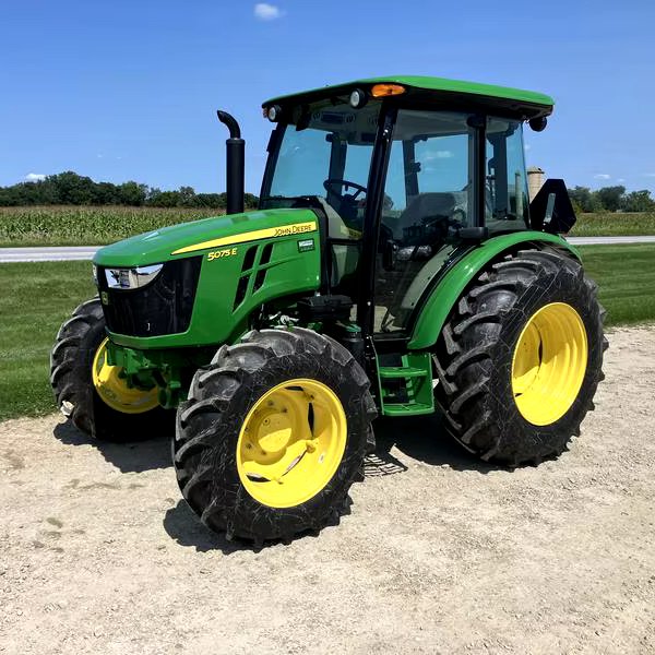 Used 5075E Wheel Tractor with Low Work Hours 75/90/100HP Rated Power Engine Gearbox As Core Components Stock Deer Farm Tractor