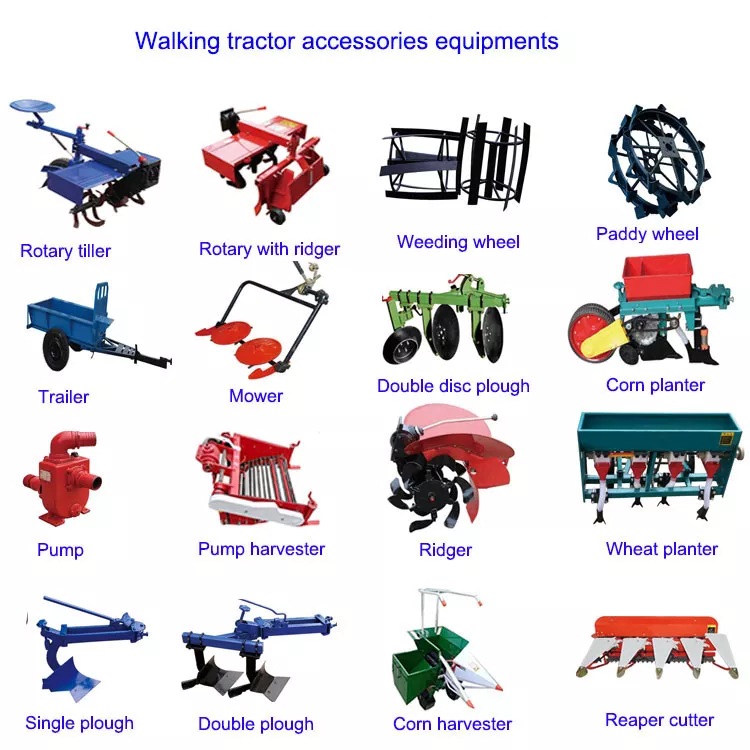 22hp Agricultural Tractors Farming Walking Tractor Cultivators Tiller Small Disc Ploughing Hand Mini Harrow Machine