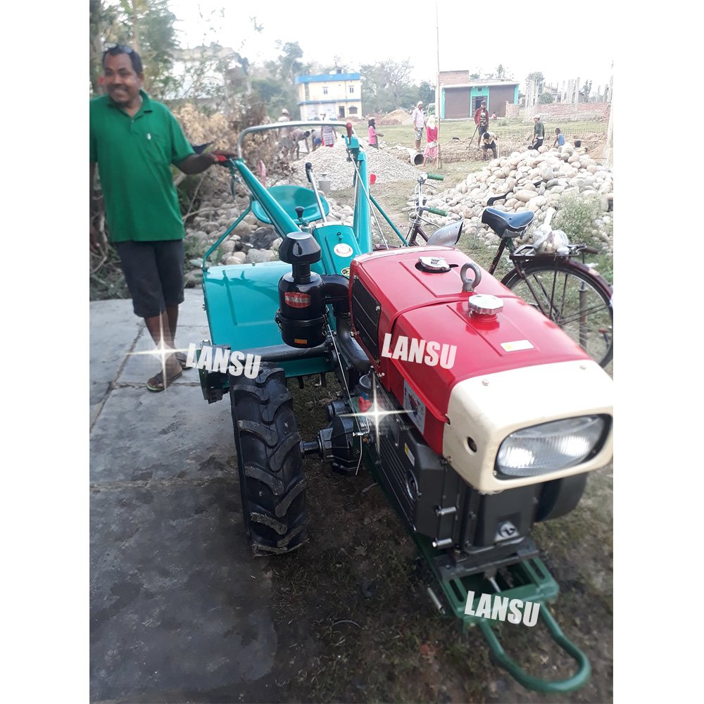 Lansu Hot Selling Agricultural Two Wheel Mini Tractor Hand Walking Tractor 12HP 18HP 20HP Tractor