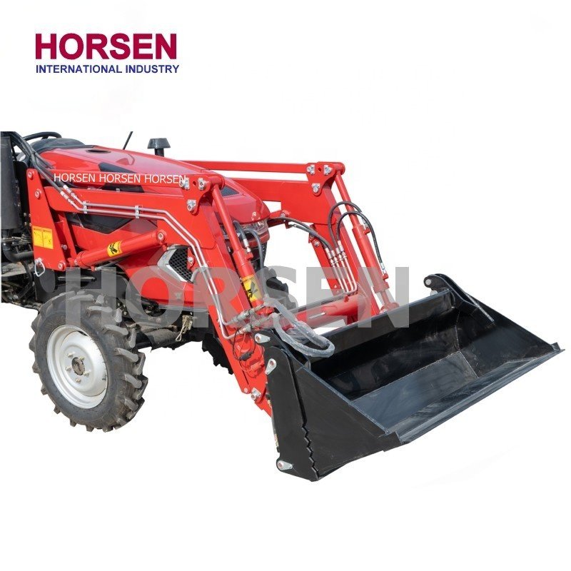 HORSEN CHINA 40hp 45hp 454 Compact 4wd Farming Tractor With 4 in 1 Front Loader and Backhoe for Sale