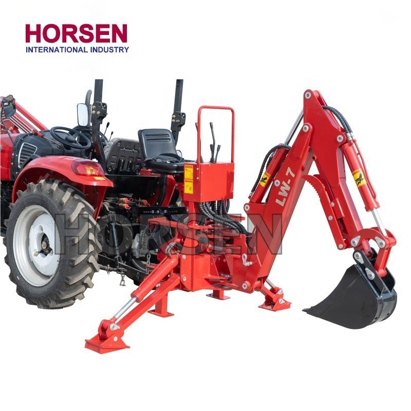 HORSEN CHINA 40hp 45hp 454 Compact 4wd Farming Tractor With 4 in 1 Front Loader and Backhoe for Sale