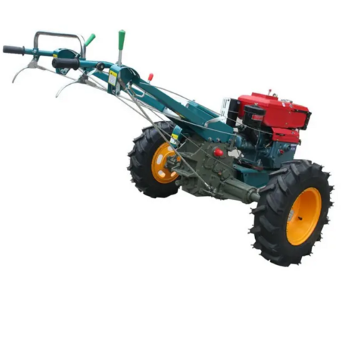 Top Farming 22 Horsepower diesel Water Cooled Engine Motor Small Two Wheel Walking Tractor with Rotary Tiller and Flip Plough