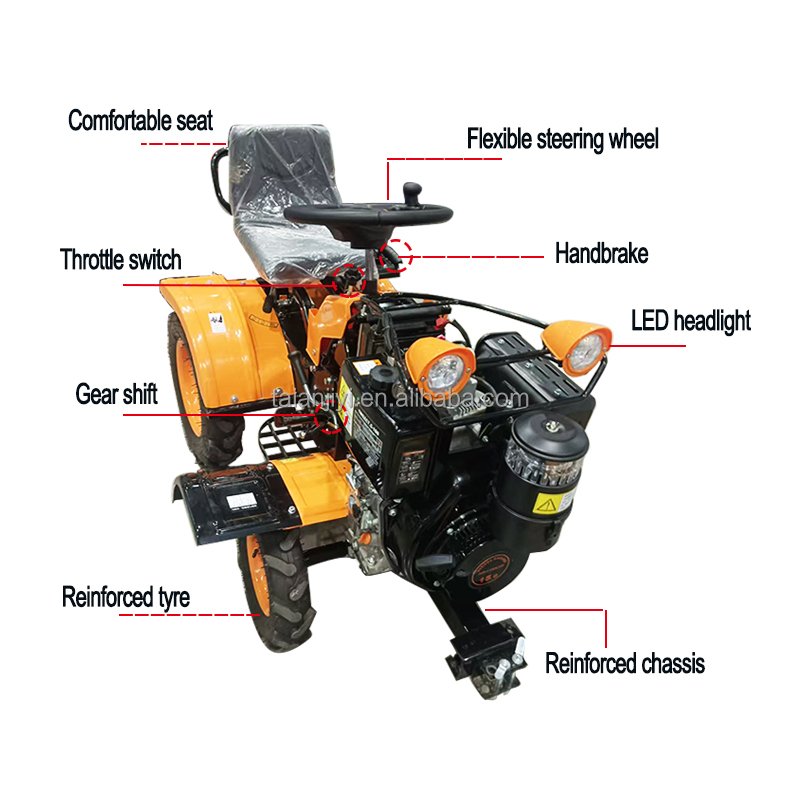 15HP Diesel 4WD Wheel Tiller New Condition Walking Tractor with Great Power Engine for Farm Agriculture & Rotovator Tilling