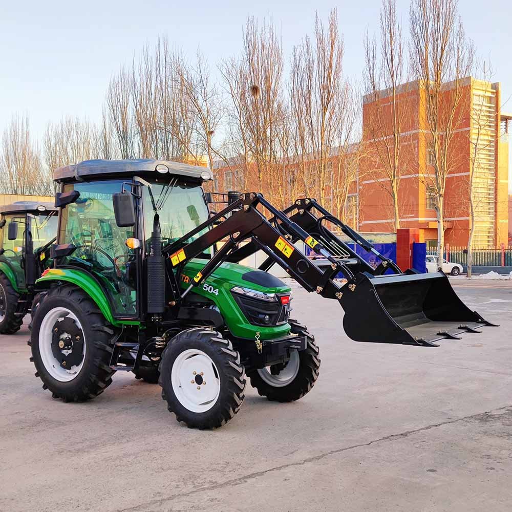 COC E-MARK EURO 3 EURO 5 ENG50hp 504 Cabin Front Loader Small Agricultural Tyre Farm 4x4 Tractor with Loader and Backhoe Machine