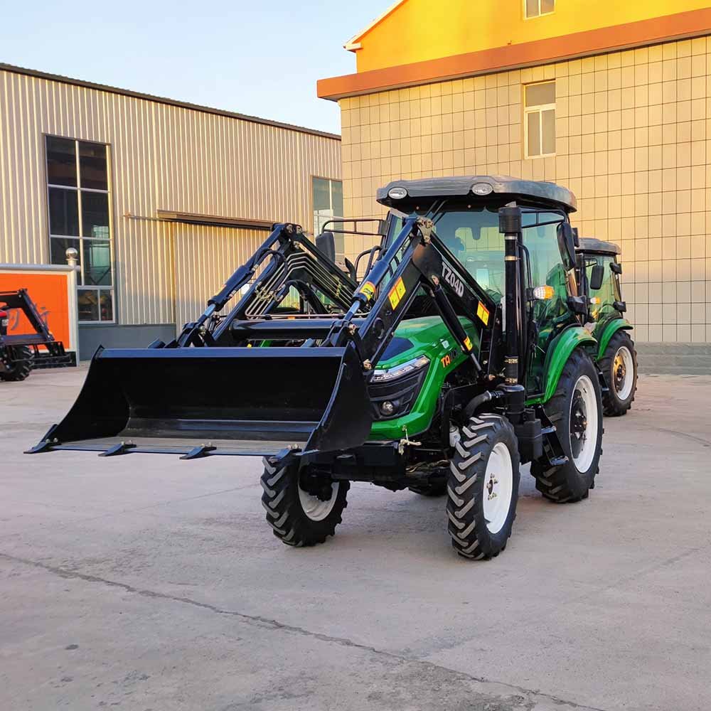 COC E-MARK EURO 3 EURO 5 ENG50hp 504 Cabin Front Loader Small Agricultural Tyre Farm 4x4 Tractor with Loader and Backhoe Machine