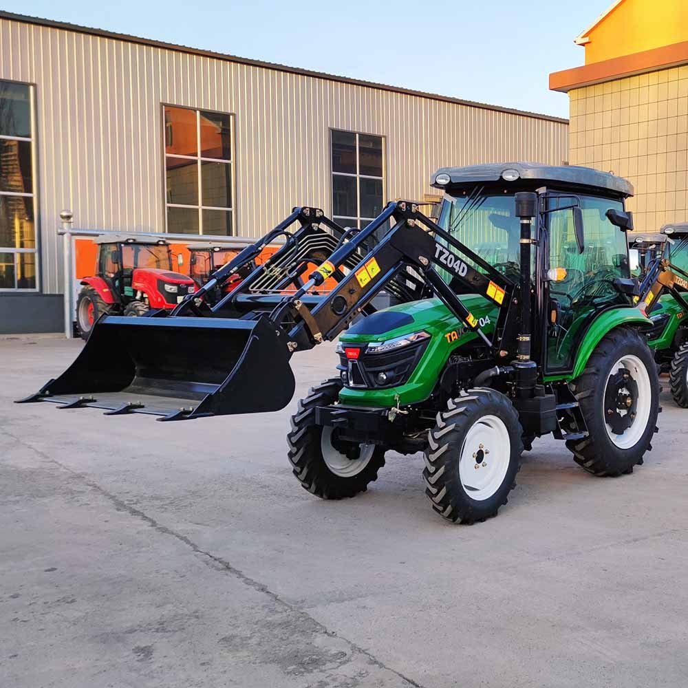 COC E-MARK EURO 3 EURO 5 ENG50hp 504 Cabin Front Loader Small Agricultural Tyre Farm 4x4 Tractor with Loader and Backhoe Machine