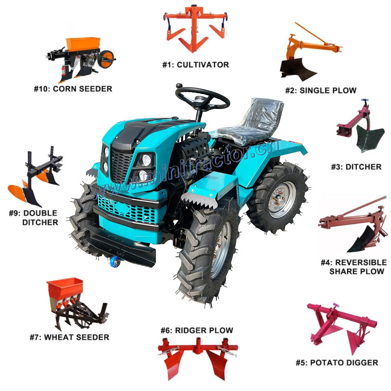 Chinese Agricultural Machinery Equipment Attachments 4 Wheel New Mini Tractors