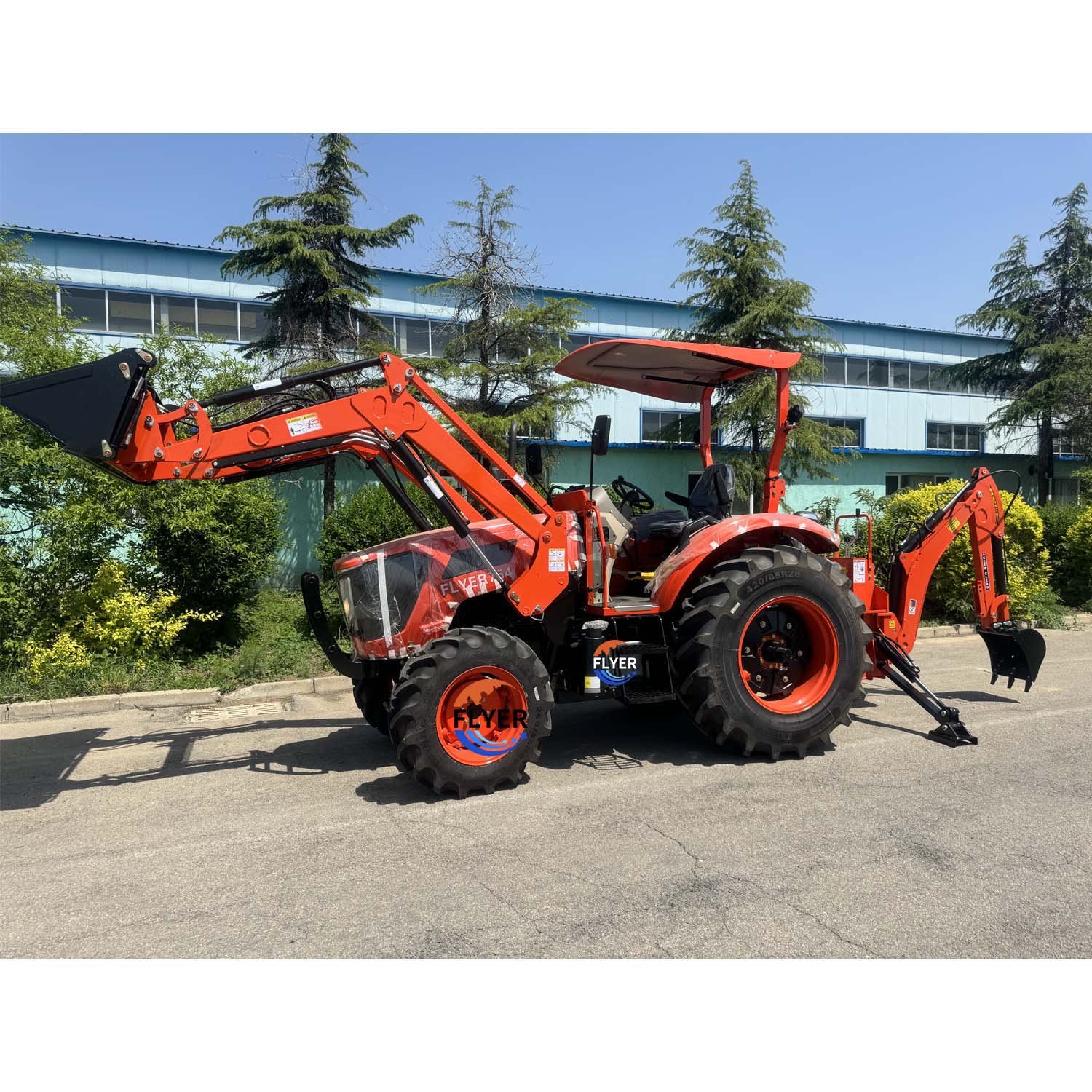 CE Certificated Big 60/70/75HP Farming Agricultural Tractor with Front End Loaderand Backhoe