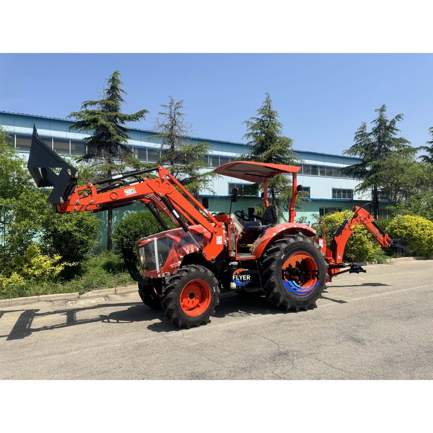 CE Certificated Big 60/70/75HP Farming Agricultural Tractor with Front End Loaderand Backhoe