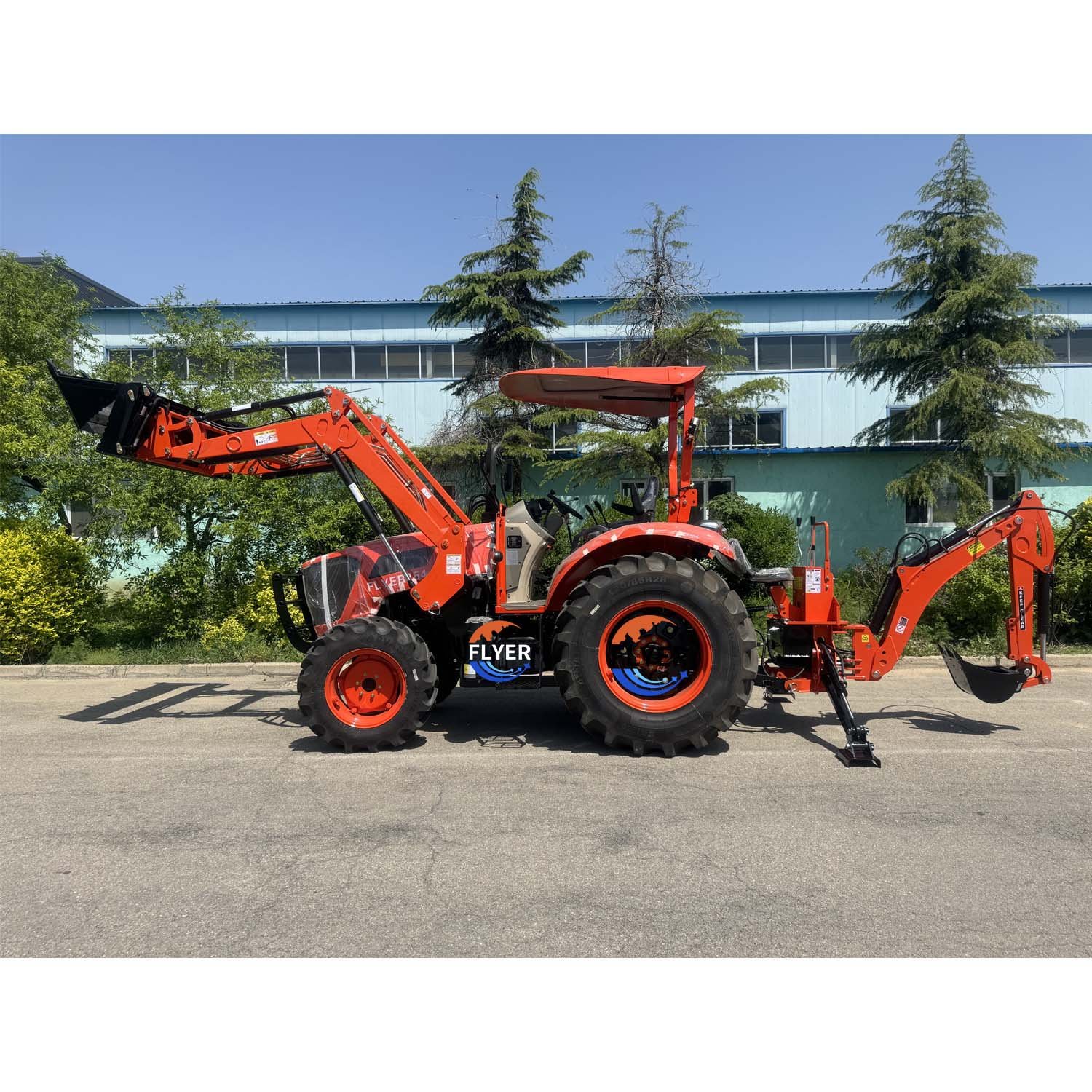 CE Certificated Big 60/70/75HP Farming Agricultural Tractor with Front End Loaderand Backhoe