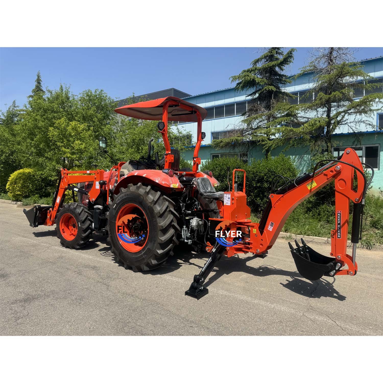 CE Certificated Big 60/70/75HP Farming Agricultural Tractor with Front End Loaderand Backhoe
