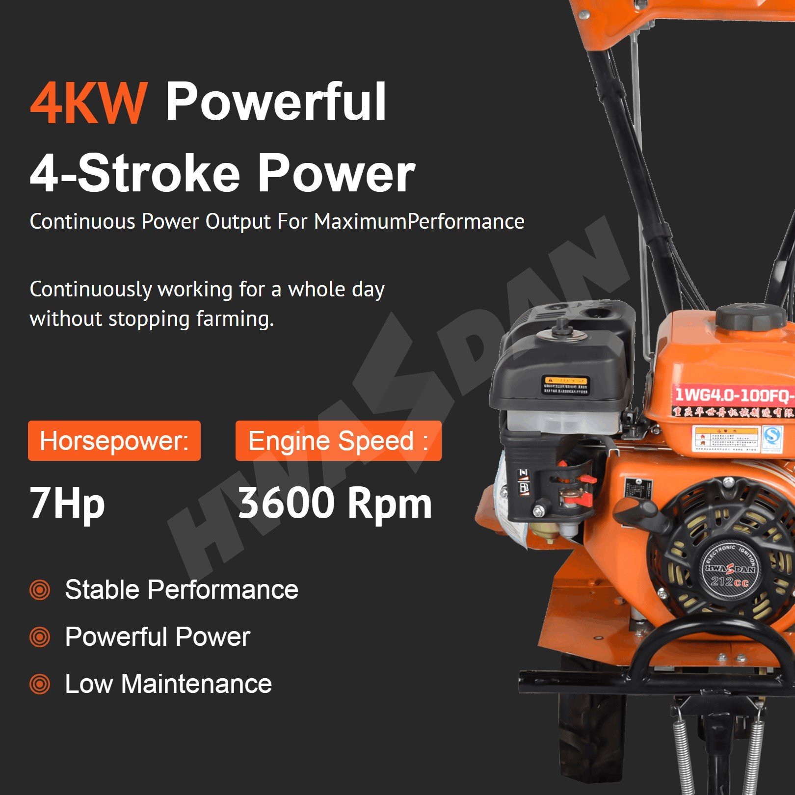 Hwasdan Agriculture Machine Farm Tools Cultivator 7hp 8hp Mini Power Tiller Hoe Cultivator