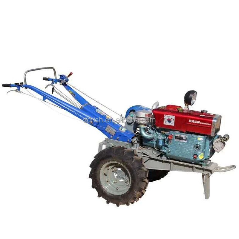 High Quality 18hp diesel Agriculture Mini Power Tiller with Plow Walking Tractor Price