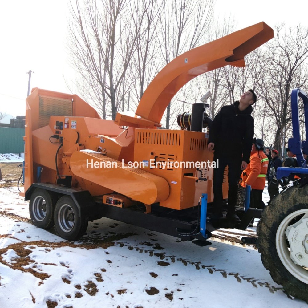 LSON Tire Mounted Hydraulic Tree Stump Grinder 14 Inch Branch Chipper diesel Wood Crusher