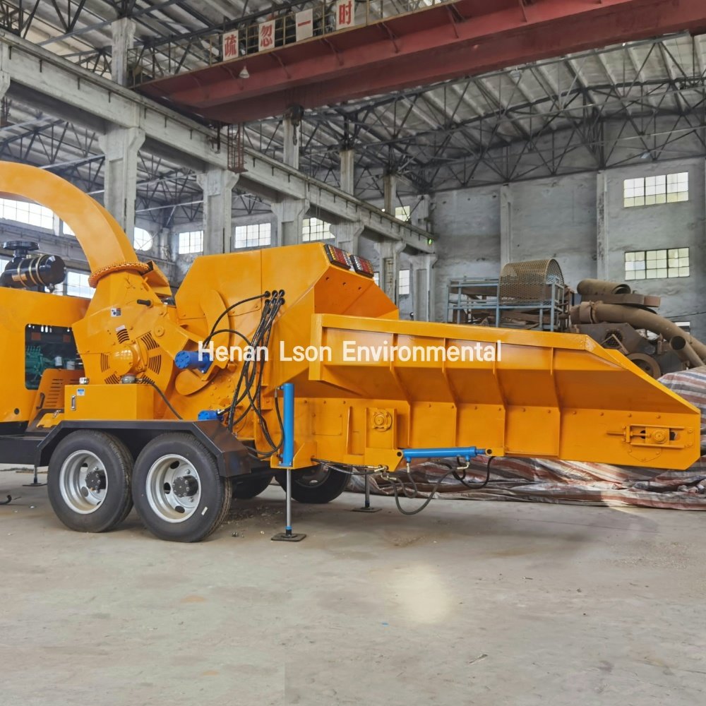 LSON Tire Mounted Hydraulic Tree Stump Grinder 14 Inch Branch Chipper diesel Wood Crusher