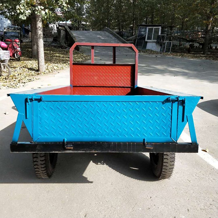 Two-wheel Power Hand-held Towing Bucket 10-12HP Hand-held Tractor Farm Garden Cargo 1.5T Load Weight Trailer with Brake