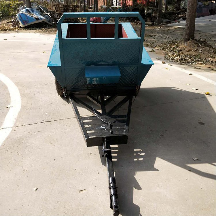 Two-wheel Power Hand-held Towing Bucket 10-12HP Hand-held Tractor Farm Garden Cargo 1.5T Load Weight Trailer with Brake