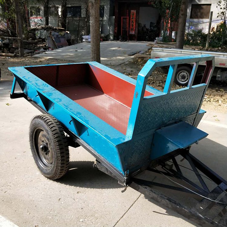 Two-wheel Power Hand-held Towing Bucket 10-12HP Hand-held Tractor Farm Garden Cargo 1.5T Load Weight Trailer with Brake