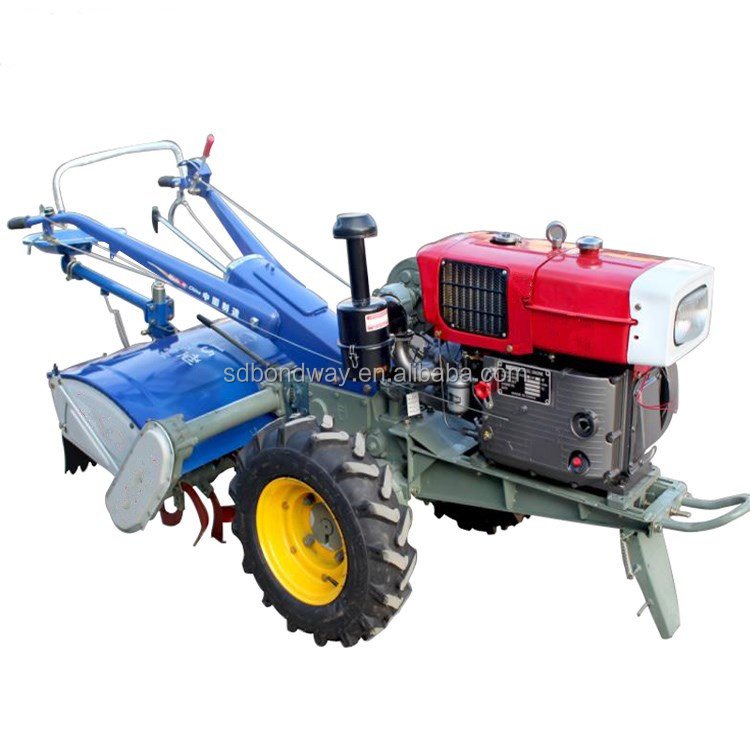 Cheap diesel 15HP Walking Tractor Rotary Tiller Plow 2-wheel Drive Tractor Dump Truck