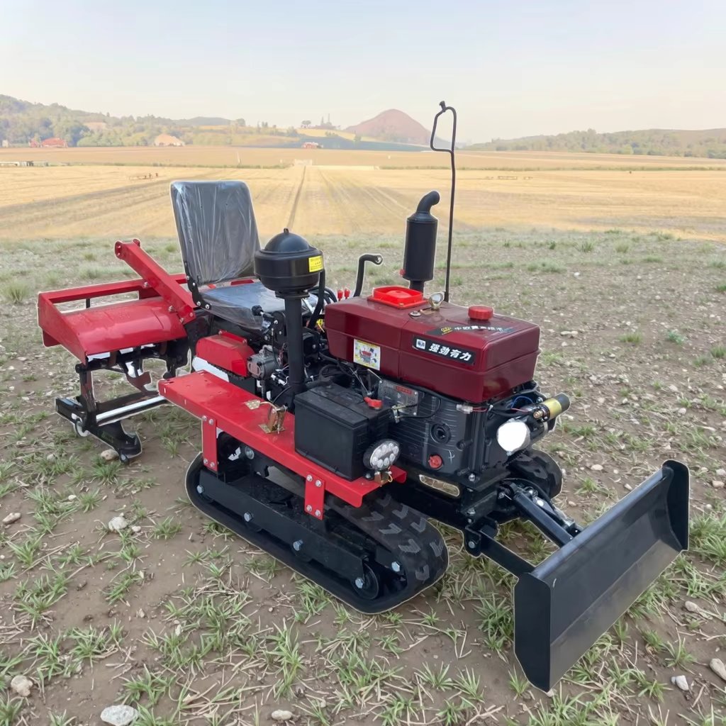 CE Factory Sales Farm Garden Mini Tiller Rotary Tiller 25HP 35HP Crawler Tractor Free with Mowing Wheels, Ditchers, Rototillers