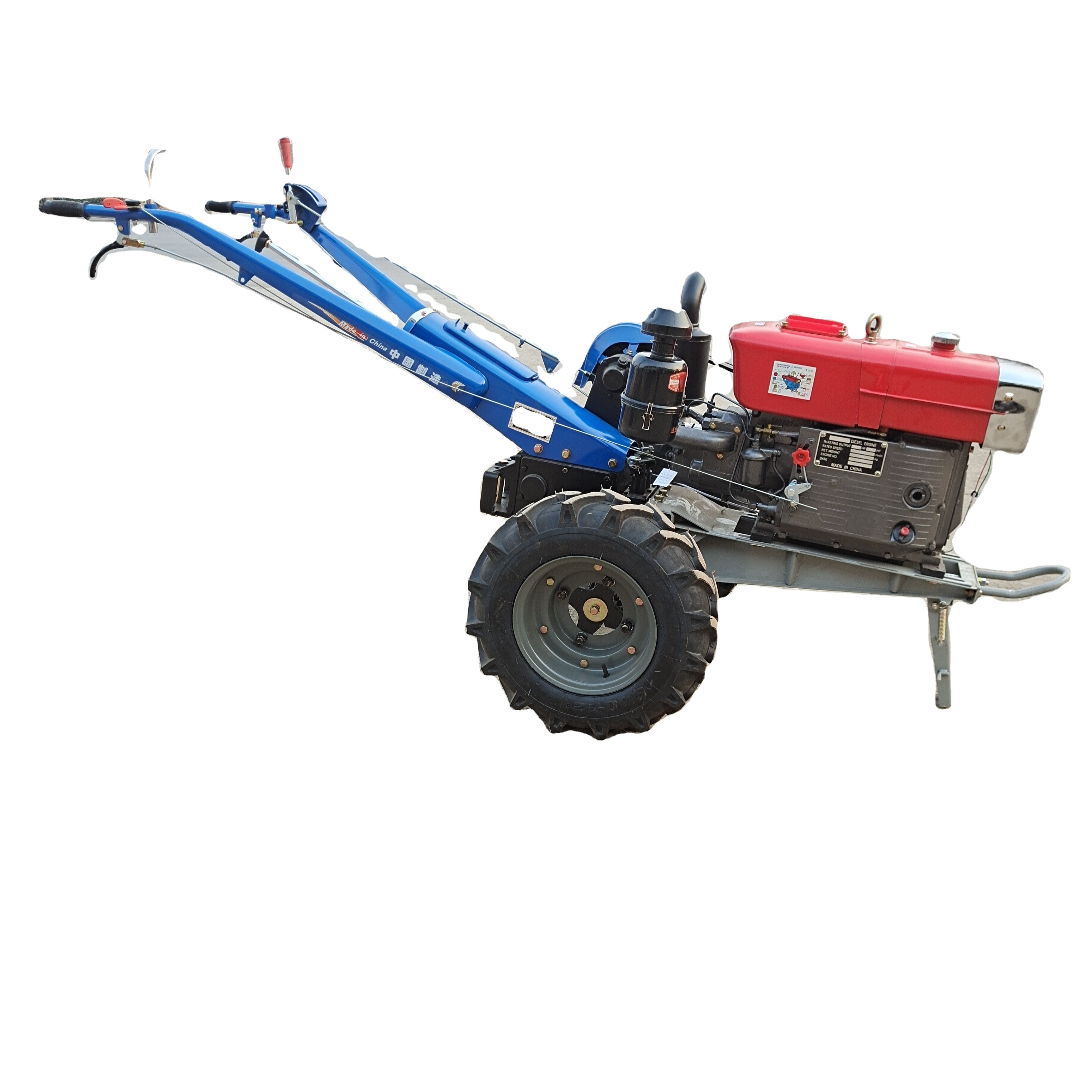 2-Wheel Mini Diesel Hand Walk-Behind Tractor Multifunctional Agriculture Machine 12hp 15hp 20hp 22hp Engine Options Gear Core