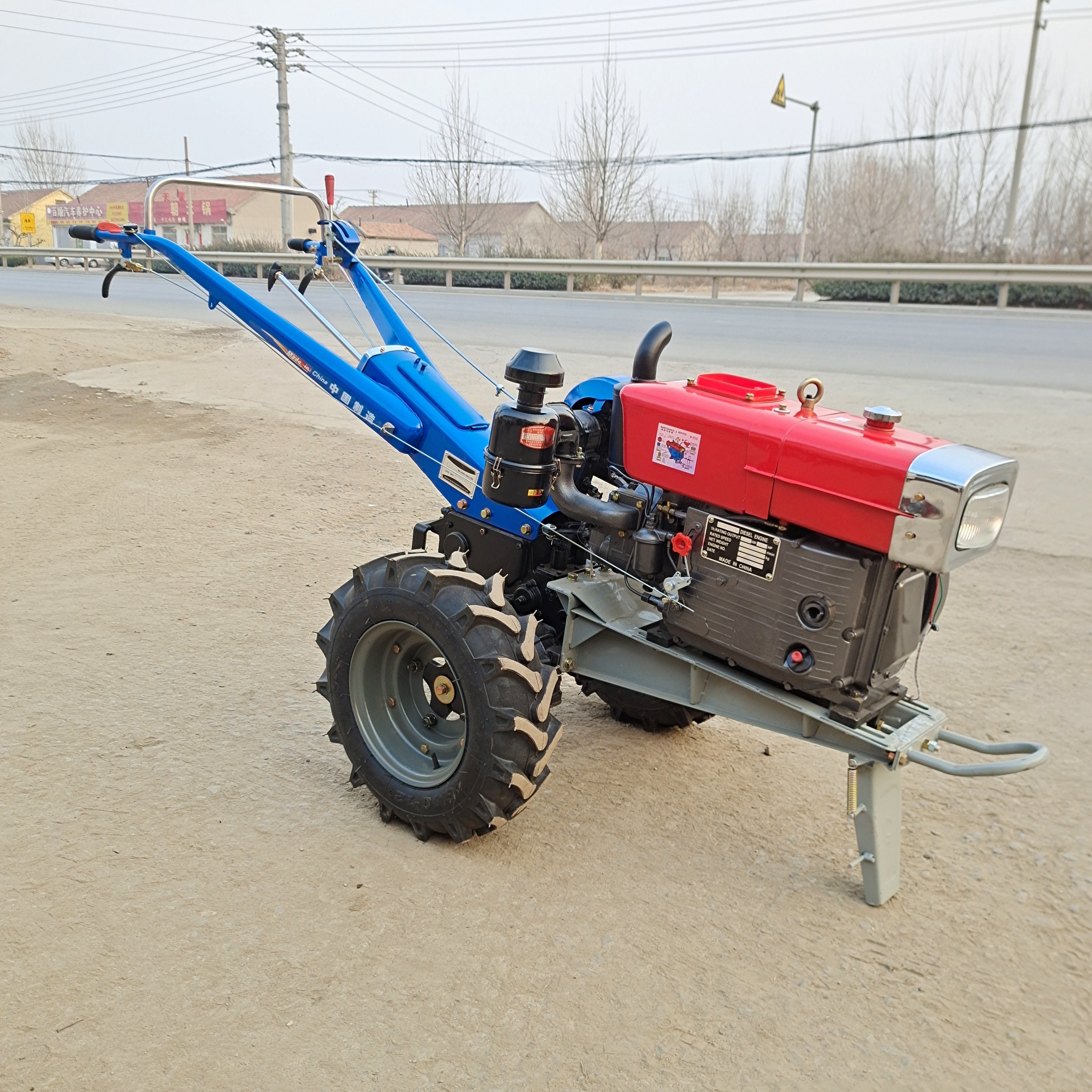 2-Wheel Mini Diesel Hand Walk-Behind Tractor Multifunctional Agriculture Machine 12hp 15hp 20hp 22hp Engine Options Gear Core