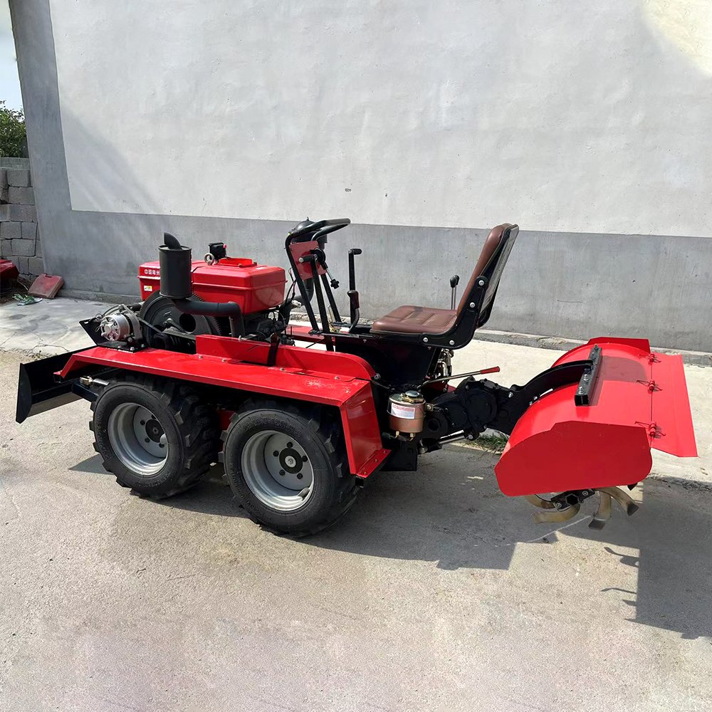 Farm Garden Agricultural Equipment Wheel Type 4WD Mini Tractor With Plow and Rotary Cultivator Tractor 4x4 Diesel Agriculture