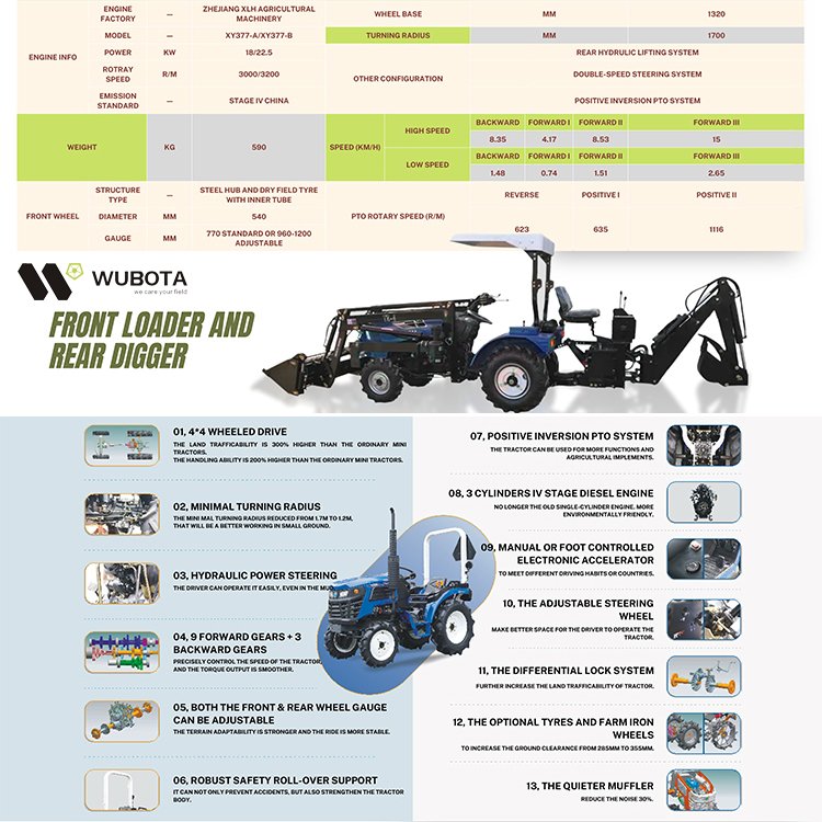 Fields Machine Mini Tractor 4X4 for Agriculture Farm Mini Tractores Usados
