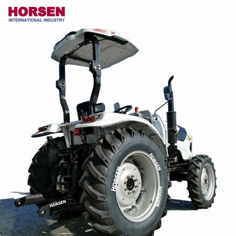 HORSEN 70HP 4WD 4x4 Paddy Tyre Wheel Farming Tractor with Canopy Front End Loader and Backhoe for Agriculture