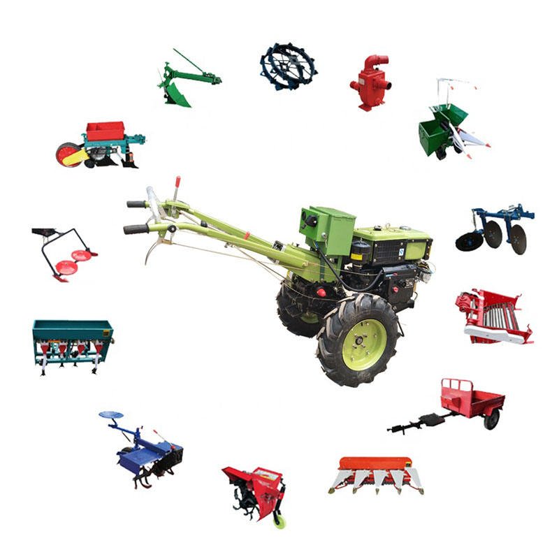 Agricultural Machinery Equipment diesel Cultivator Motocultor Two Wheel Gasoline Power Mini Tiller 12 hp Walking Tractor Cheap