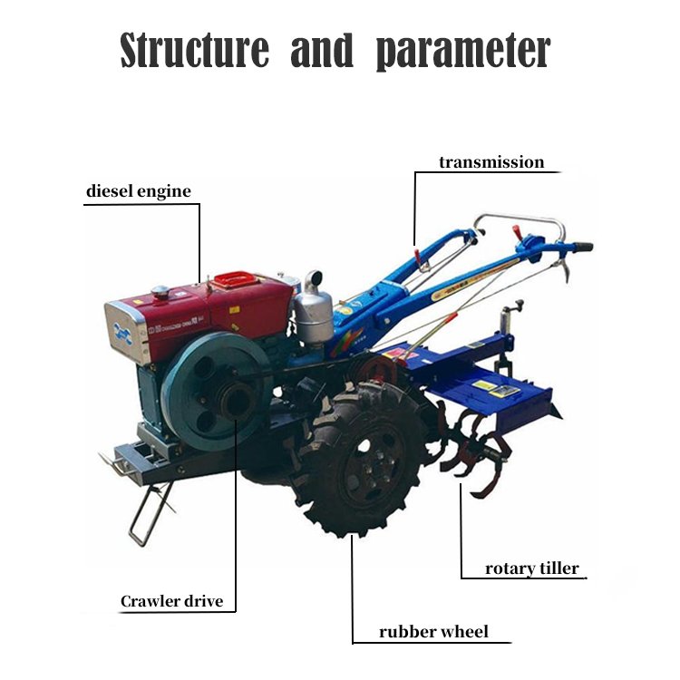 Agricultural Machinery Equipment diesel Cultivator Motocultor Two Wheel Gasoline Power Mini Tiller 18 hp Walking Tractor