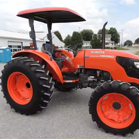 Fairly Used 4x4 Wheel Drive 50hp Kubota M6060 Farm Tractors With Front Loader Attachment Agriculture Machinery 4wd Farm Tractor
