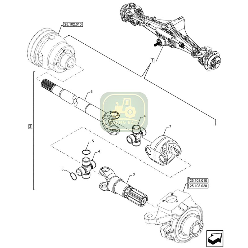High Quality 84316951 Short Shaft Fit for New Holland Loader Parts 580N 580SN 580SN