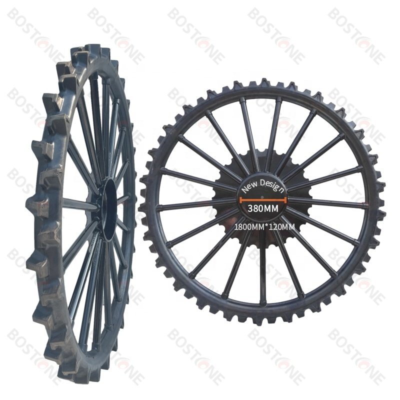 Rice Transplanter Groundnut Inter Crop Cultivate Machine Tire 1800mm 17 Rod Metal Rice Peddy Solid Iron Rubber Wheels