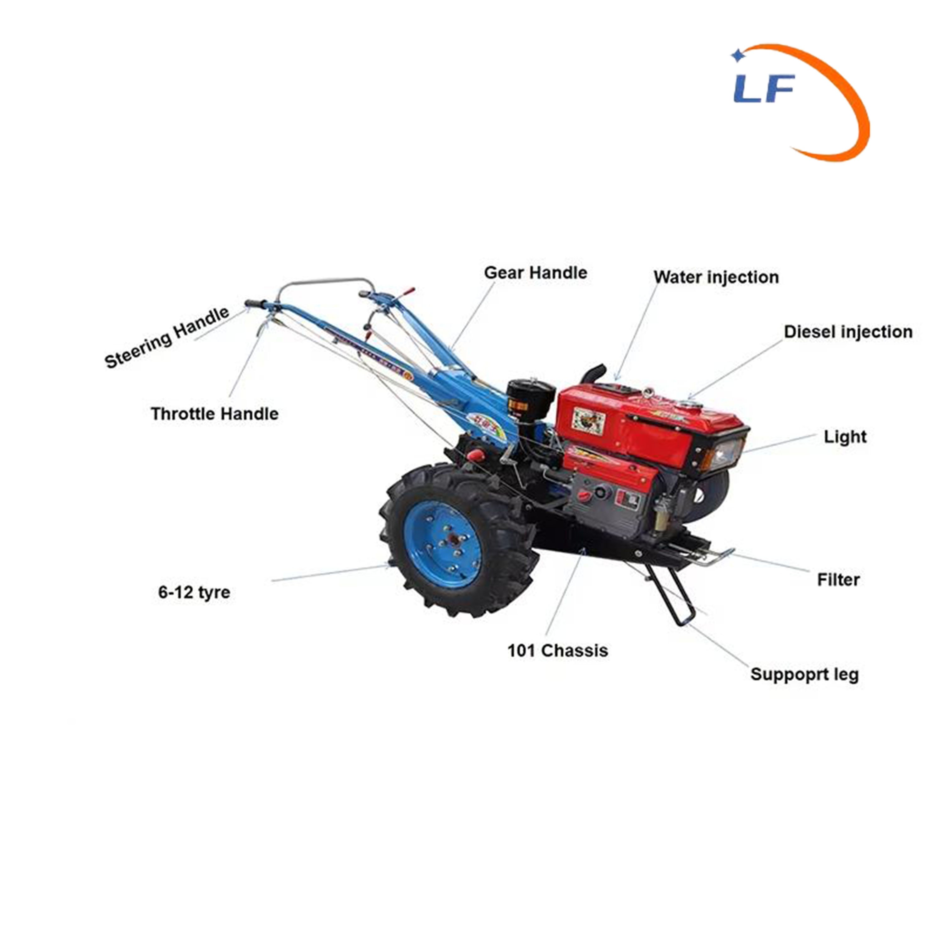 Mini Tractor for Farming Small Farm Tractor Hand Cultivators Agricultural 18hp 12hp 10hp Walking Tractor