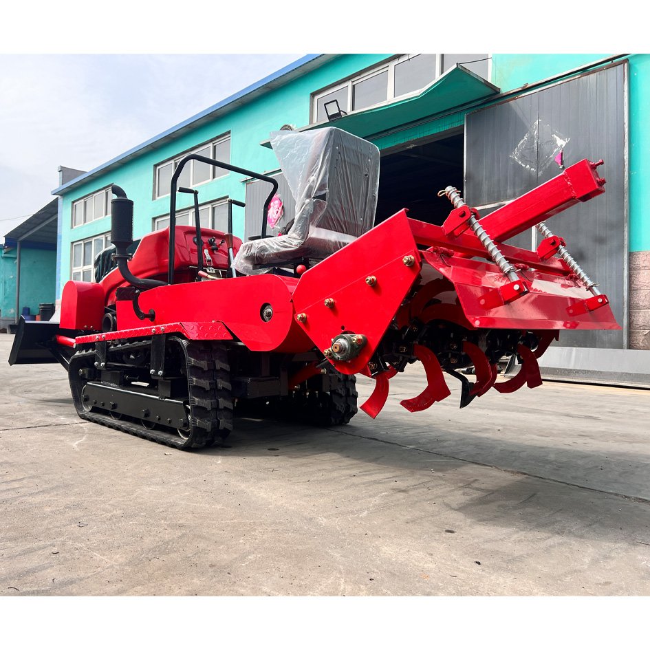 Agricultural Diesel Engine 35 Horsepower Small Four Wheel Sitting Drive Crawler Tractor with Rotary Tiller